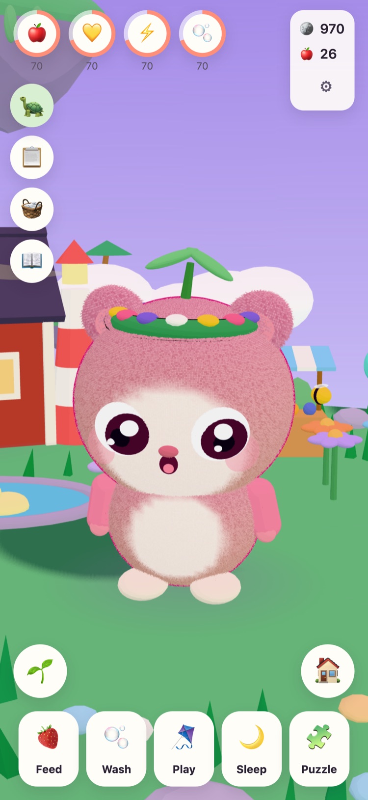 A pink Juno in a midsummer wreath on Meadow Island, with the market stalls behind it