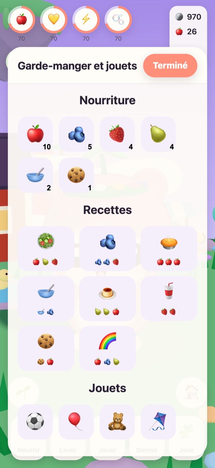 Le garde-manger : de la nourriture, huit recettes en images et des jouets